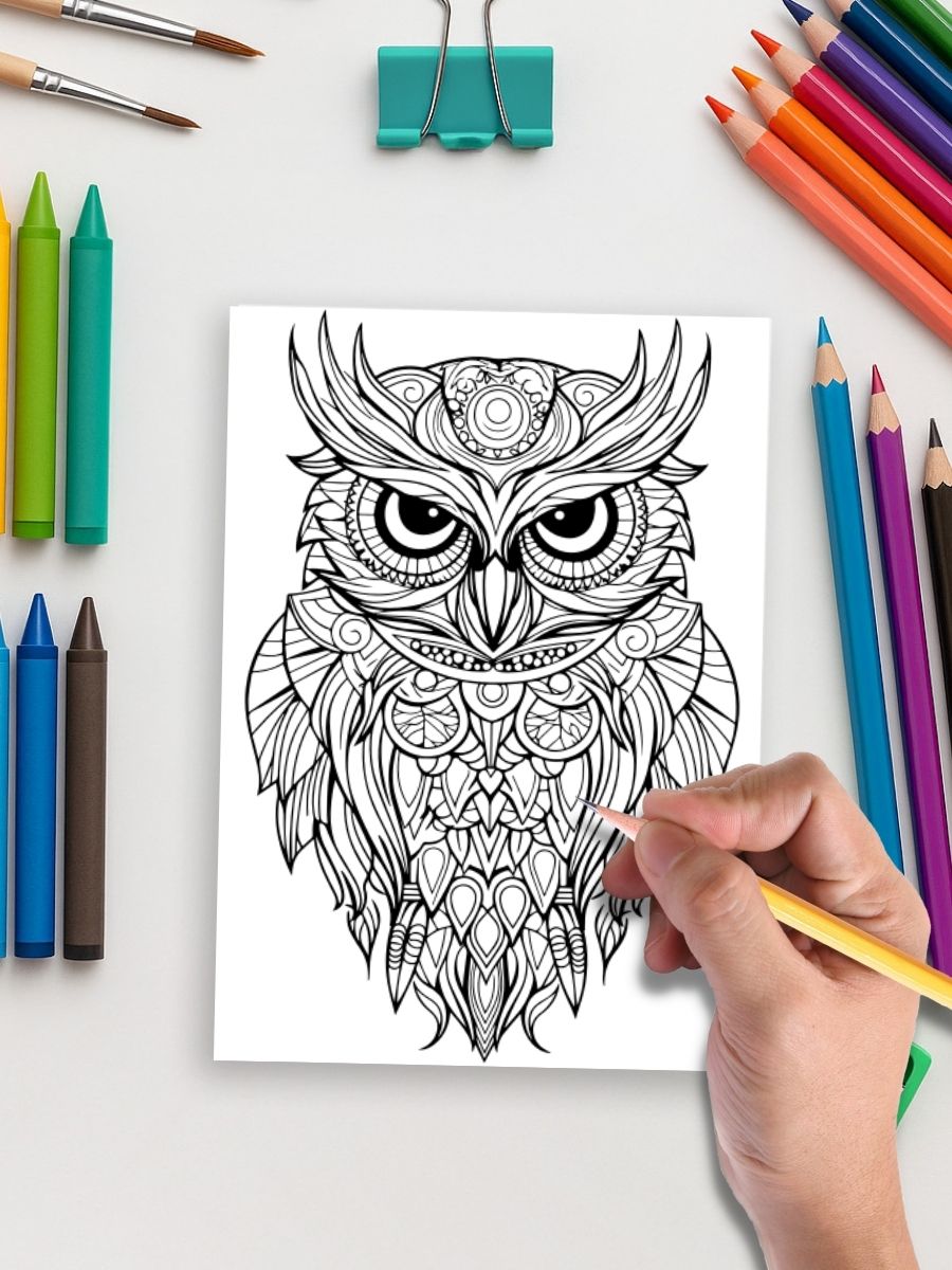 Night Watchers – 50 Owl Designs to Color 4 Night Watchers – 50 Owl Designs to Color - Image 5