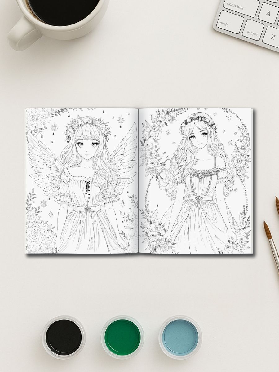 Enchanted Fairies & Flowers – 180+ Fantasy Coloring Pages 2 Enchanted Fairies & Flowers – 180+ Fantasy Coloring Pages - Image 3