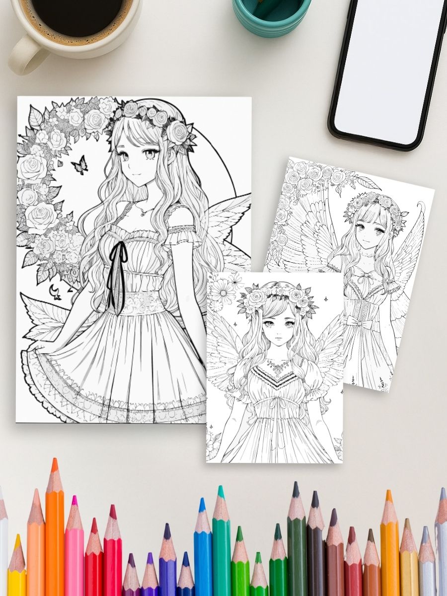 Enchanted Fairies & Flowers – 180+ Fantasy Coloring Pages 3 Enchanted Fairies & Flowers – 180+ Fantasy Coloring Pages - Image 4