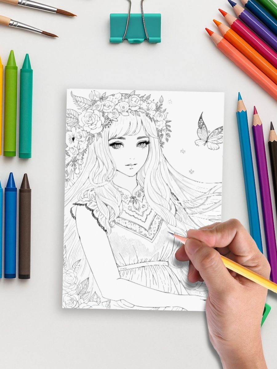 Enchanted Fairies & Flowers – 180+ Fantasy Coloring Pages 4 Enchanted Fairies & Flowers – 180+ Fantasy Coloring Pages - Image 5
