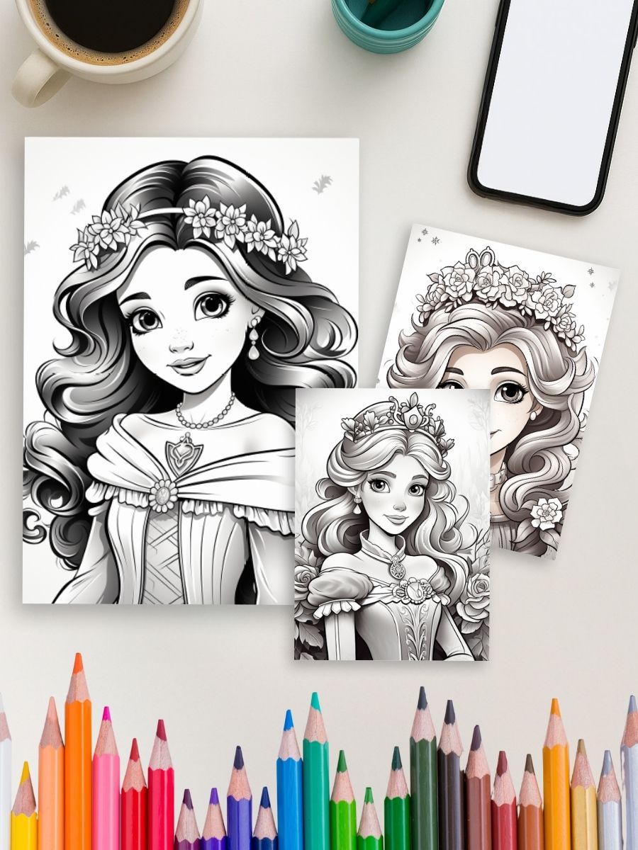 Princess Moments – 120 Elegant Adult Coloring Pages 3 Princess Moments – 120 Elegant Adult Coloring Pages - Image 4