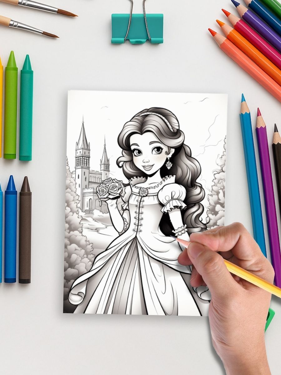 Princess Moments – 120 Elegant Adult Coloring Pages 4 Princess Moments – 120 Elegant Adult Coloring Pages - Image 5