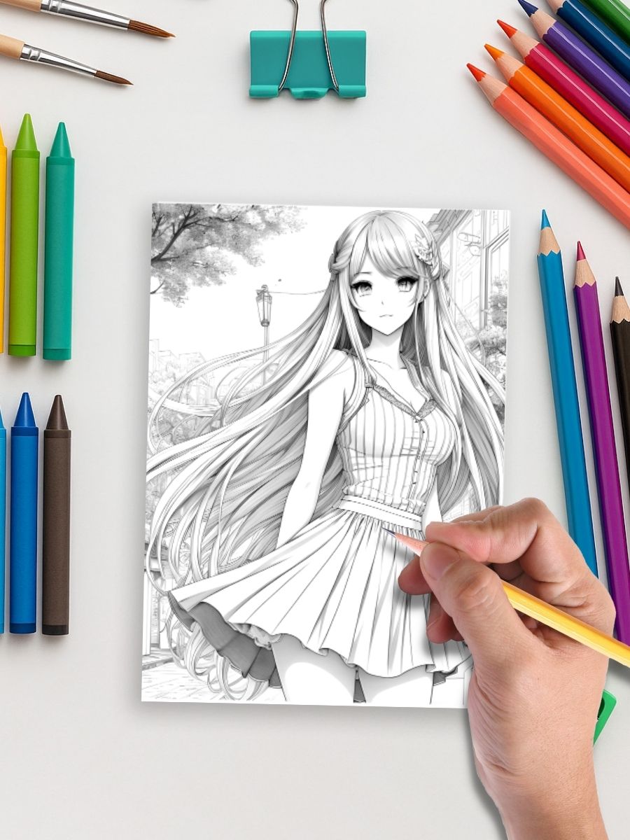 Anime Dream World – 93 Cute Anime Girl Coloring Pages - Image 5