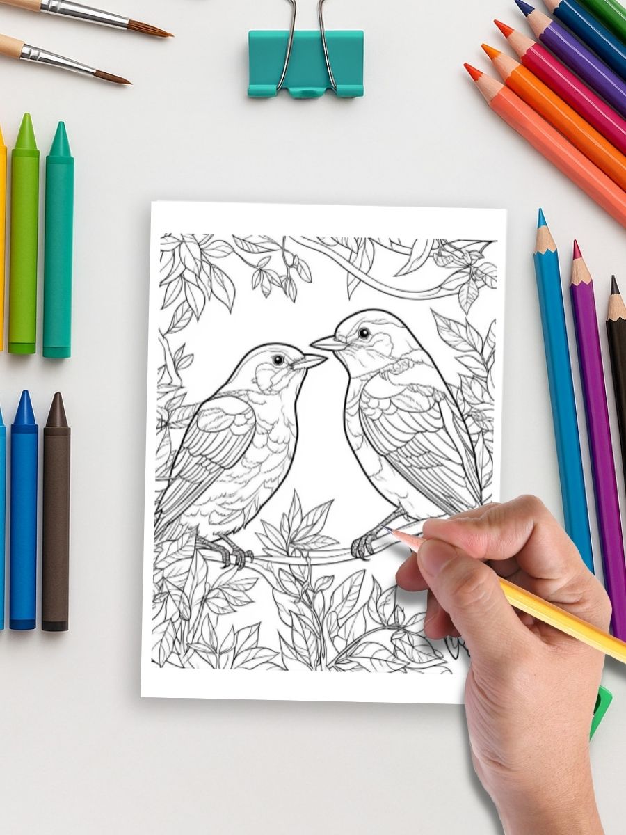 Birdsong Nature – 10 Tranquil Bird Coloring Pages - Image 5