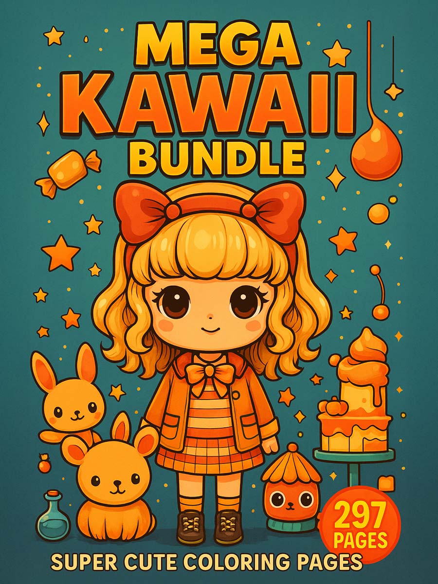 Mega Kawaii Bundle – 297 Super Cute Coloring Pages 1 Mega Kawaii Bundle – 297 Super Cute Coloring Pages