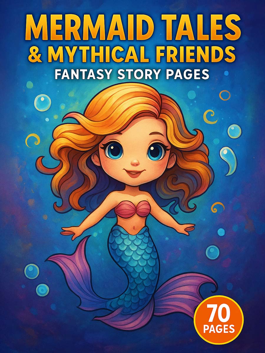 Mermaid Tales & Mythical Friends – 70 Fantasy Story Coloring Pages 1 Mermaid Tales & Mythical Friends – 70 Fantasy Story Coloring Pages