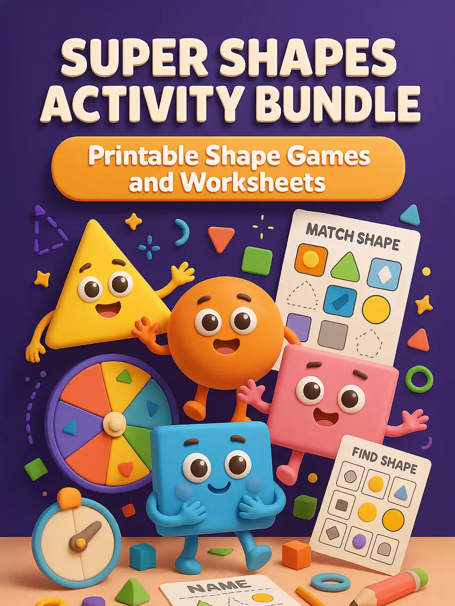 Super Shapes Activity Bundle – 456 Pages of Printable Shape Games and Worksheets 1 Super Shapes Activity Bundle – 456 Pages of Printable Shape Games and Worksheets
