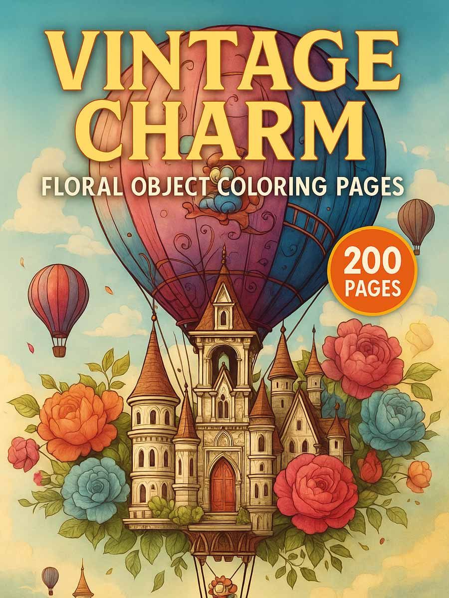 Vintage Charm – 200 Floral Object Coloring Pages 1 Vintage Charm – 200 Floral Object Coloring Pages
